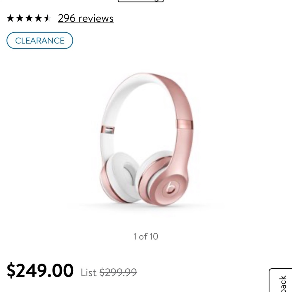 BEATS SOLO3 WIRELESS ON-EAR HEADPHONES ROSE GOLD